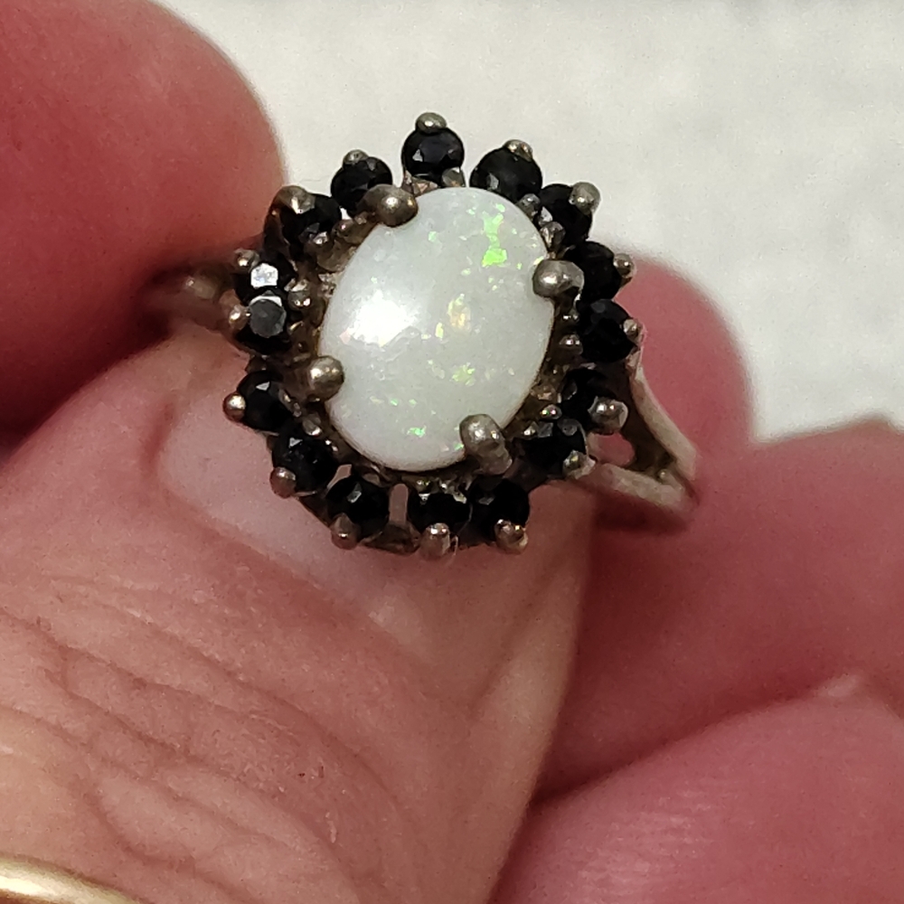 Sterling Silver Opal and Sapphire